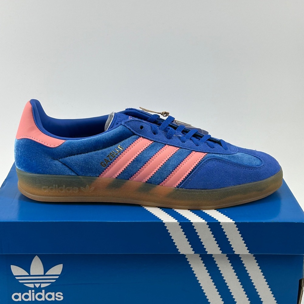 Adidas Gazelle Indoor W Womens 10 Blue Pink Spark IG6785 NWT Velvet Gum Sole